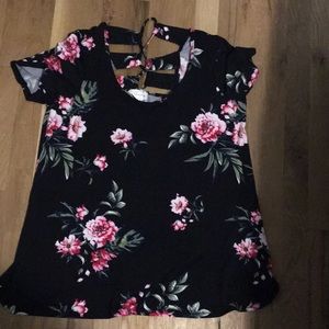 Black floral shirt